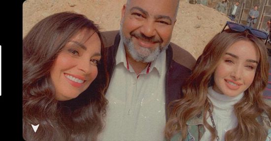 نرمين الفقي مع هنا الزاهد وبيومي فؤاد في كواليس "النمر"