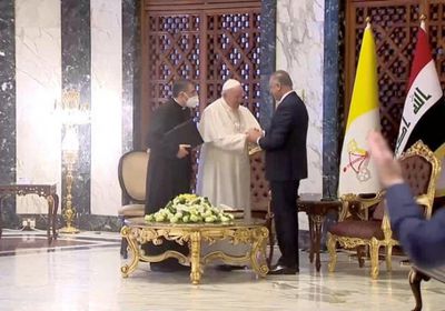 شعار البابا إلى العراق رمز للتسامح والإنسانية.. ‏"أنتم جميعكم إخوة" ‏