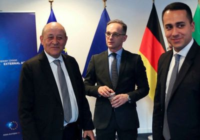 مؤتمر صحفي لوزراء خارجية ألمانيا وإيطاليا وفرنسا في ليبيا
