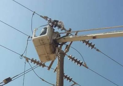 صيانة خطوط الكهرباء بين مديريتي البريقة والشعب