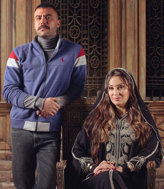 نرمين الفقي مع محمد إمام في كواليس "النمر"