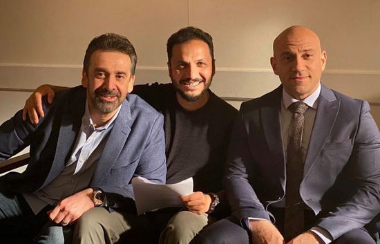أحمد مكي مع كريم عبدالعزيز وبيتر ميمي في كواليس "الاختيار 2"