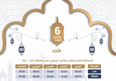 موعد السحور والإفطار في سادس أيام رمضان