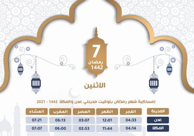 موعد السحور والإفطار في سابع أيام رمضان