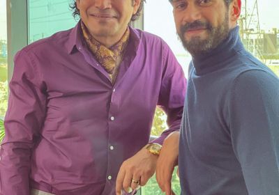 أحمد مجدي مع باسم سمرة في كواليس "بنت السلطان"