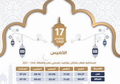 مواعيد أذاني الفجر والمغرب اليوم الخميس 17 رمضان