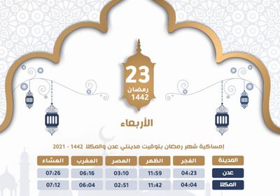 مواعيد أذاني الفجر والمغرب الأربعاء 23 رمضان