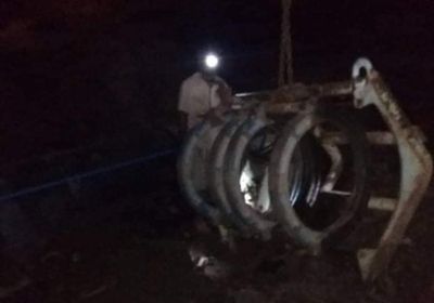 أعمال صيانة بخط خزان جبل حديد في عدن