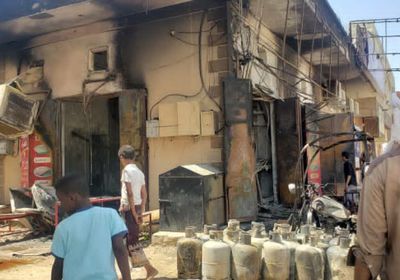 خسائر مادية في احتراق محل تجاري بتريم