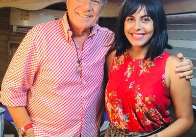 مصطفى فهمي مع هاجر الشرنوبي في كواليس مسلسل "الحرير المخملي