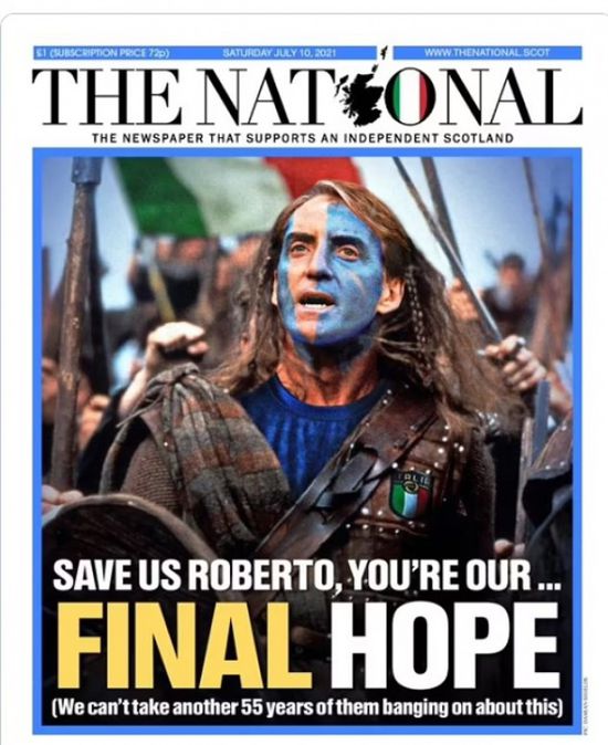 صحيفة إسكتلندية تستنجد بمدرب إيطاليا قبل نهائي اليورو