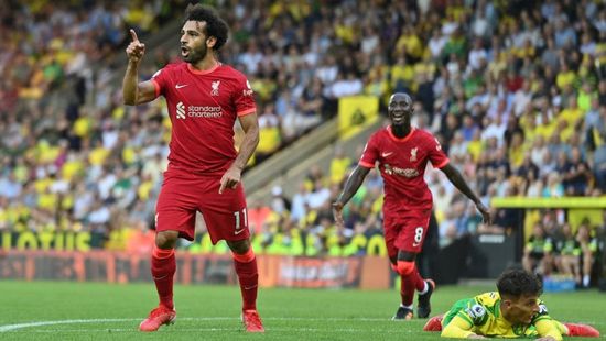  صلاح يقود ليفربول إلى فوز كبير على نوريتش