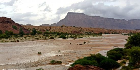 تدفق السيول في أنحاء متفرقة بشبوة