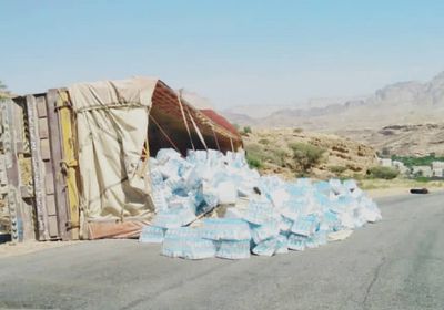 انقلاب شاحنة في النقبة بحبان