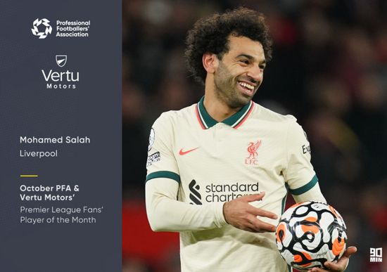 محمد صلاح يفوز بجائزة لاعب شهر أكتوبر بالدوري الإنجليزي