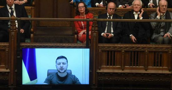 الرئيس الأوكراني أمام البرلمان البريطاني: سنقاتل حتى النهاية