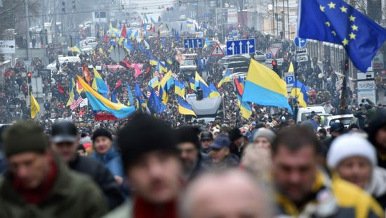 تفريق مسيرة مؤيدة لأوكرانيا بروسيا 