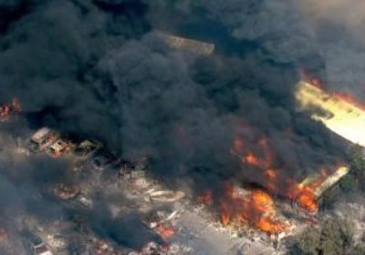 حريق ضخم بمحيط الواجهة البحرية في بيروت