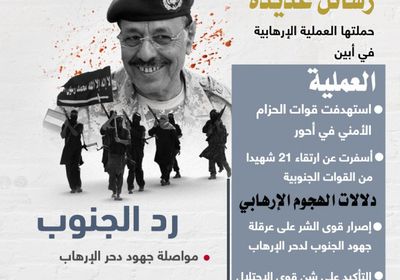 رسائل هجوم أحور الإرهابي.. ورد الجنوب (إنفوجراف)