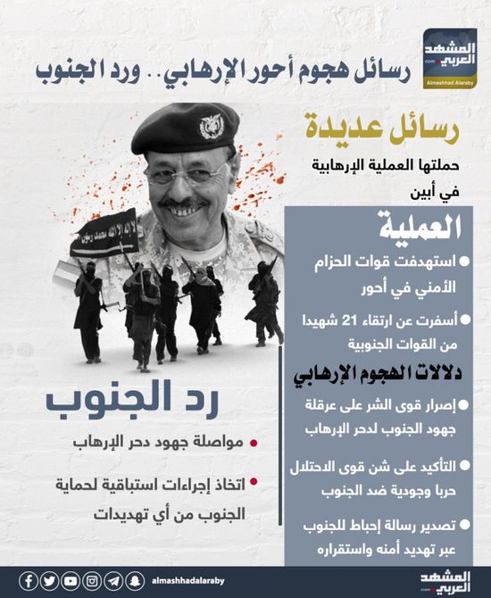 رسائل هجوم أحور الإرهابي.. ورد الجنوب (إنفوجراف)