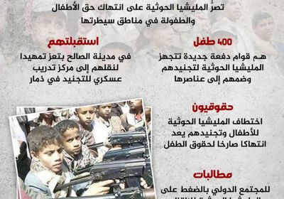 إصرار حوثي على انتهاك حقوق الأطفال (إنفوجراف)