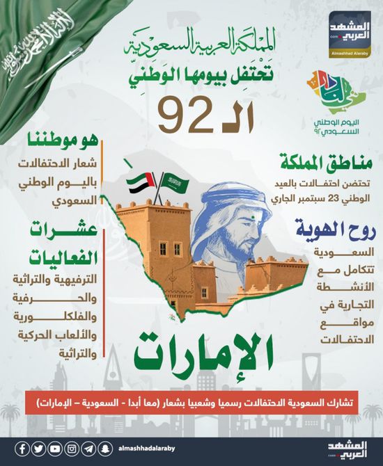 المملكة العربية السعودية تحتفل بيومها الوطني الـ 92 (إنفوجراف)