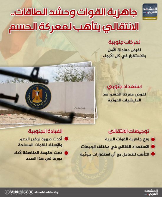 جاهزية القوات وحشد الطاقات.. الانتقالي يتأهب لمعركة الحسم (إنفوجراف)