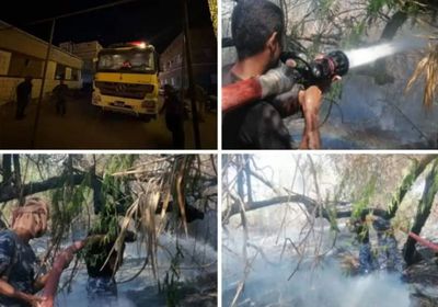 خلال أسبوع.. الدفاع المدني في غيل باوزير يخمد حريقين