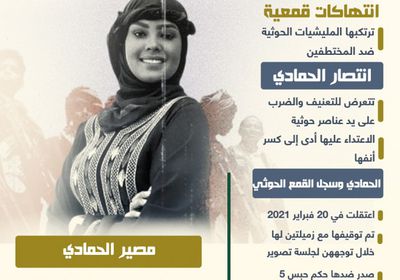 التنكيل بانتصار الحمادي.. هل تدفعها المليشيا الحوثية إلى الانتحار؟ (إنفوجراف)