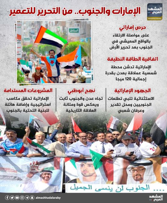 الإمارات والجنوب.. من التحرير للتعمير (إنفوجراف)