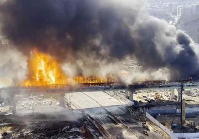 اندلاع حريق هائل على طريق سريع في كوريا الجنوبية