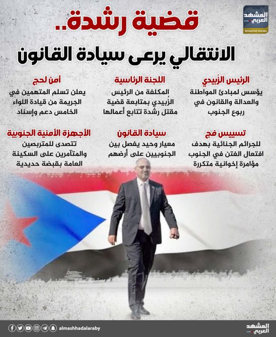 قضية رشدة.. الانتقالي يرعى سيادة القانون (إنفوجراف)