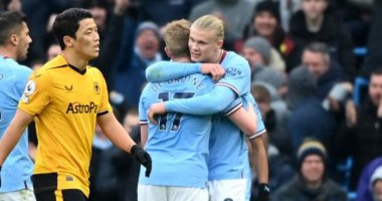 السيتي يهزم وولفرهامبتون بهاتريك هالاند