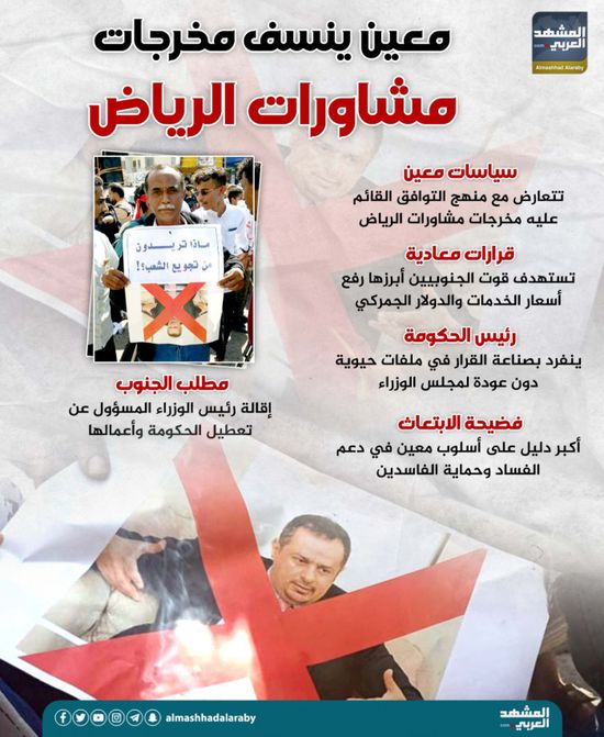 معين ينسف مخرجات مشاورات الرياض (إنفوجراف)