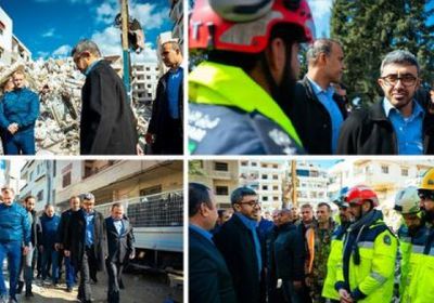 عبدالله بن زايد يتفقد المناطق المتأثرة بالزلزال في تركيا