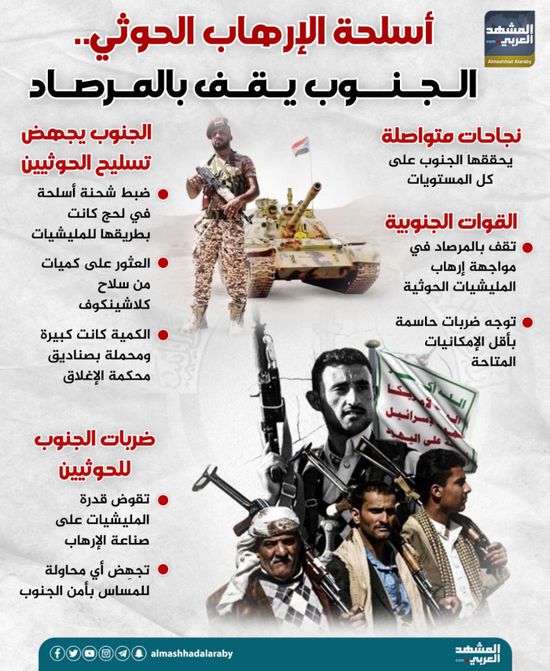 أسلحة الإرهاب الحوثي.. الجنوب يقف بالمرصاد (إنفوجراف)