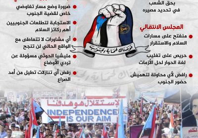 5 رسائل جنوبية ترسم خارطة الحل السياسي (إنفوجراف)