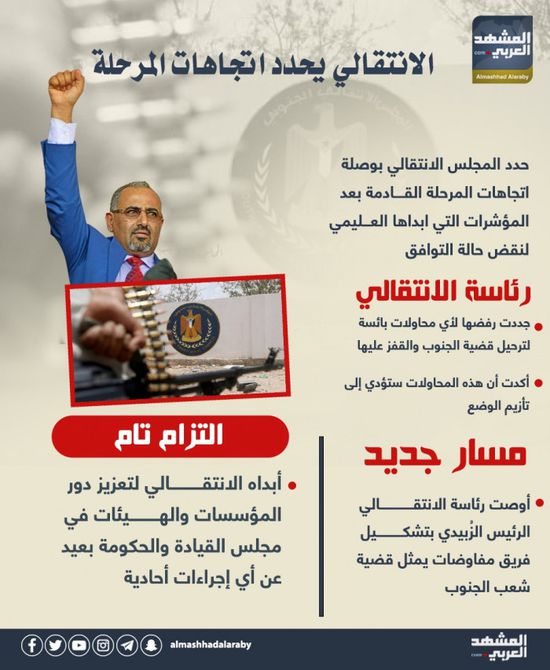 الانتقالي يحدد اتجاهات المرحلة (إنفوجراف)