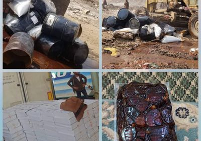 المواصفات تتلف عصائر مخالفة في عدن