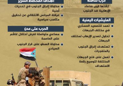 حرب الجبهات المفتوحة.. مخطط يمني ضد الجنوب العربي (إنفوجراف)