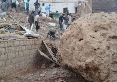 تهدم منزل جزئيا إثر سقوط صخرة في حضرموت