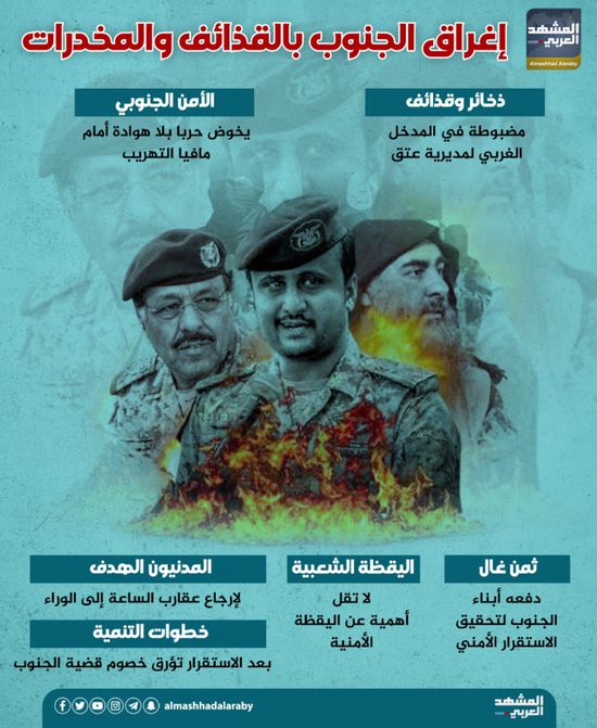 إغراق الجنوب بالقذائف والمخدرات (إنفوجراف)