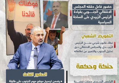 الرئيس الزُبيدي.. حنكة وحكمة في قيادة سفينة الجنوب  (إنفوجراف)