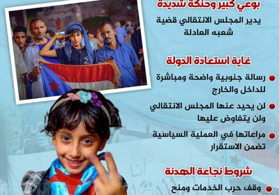 المجلس الانتقالي.. رؤيته وطن وغايته استعادة الدولة (إنفوجراف)