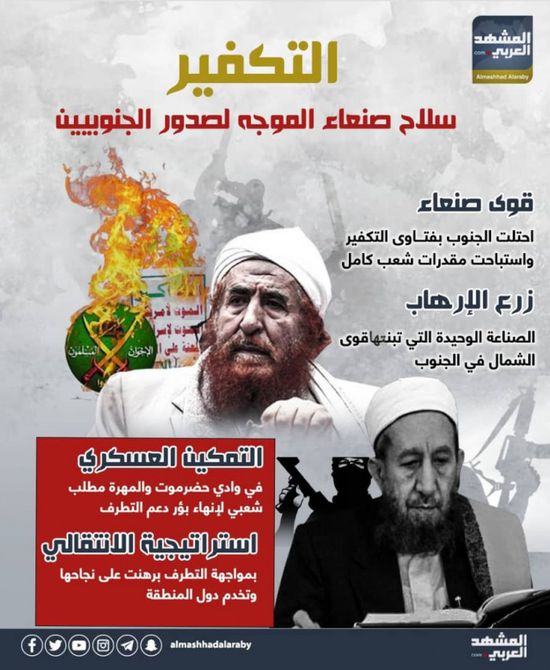 التكفير سلاح صنعاء الموجه لصدور الجنوبيين (إنفوجراف)
