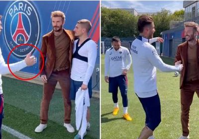 شاهد.. هل تعمد بيكهام تجاهل مصافحة ميسي؟