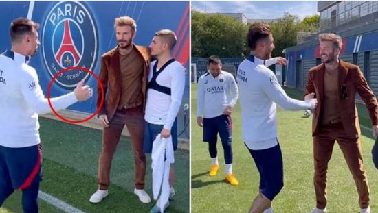 شاهد.. هل تعمد بيكهام تجاهل مصافحة ميسي؟