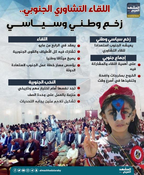 اللقاء التشاوري الجنوبي.. زخم وطني وسياسي (إنفوجراف)