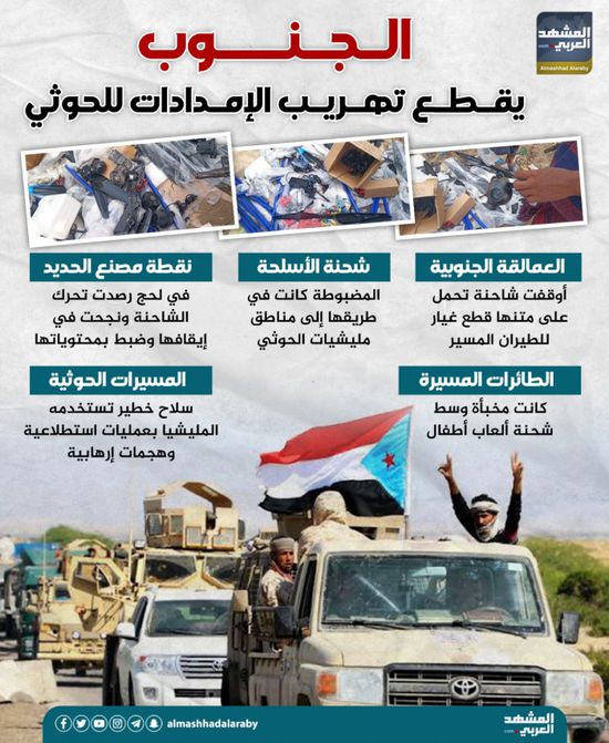 الجنوب يقطع تهريب الإمدادات للحوثي (إنفوجراف)