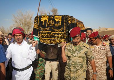 تشييع جثمان اللواء عويضان الجوهي في غيل بن يمين